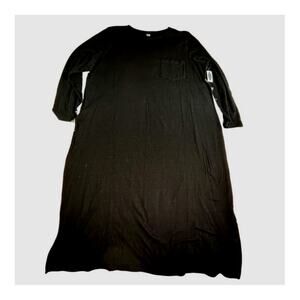 BLACK Old Navy Rib-Knit Sweater Dress 3XL Long Sleeve Midi Pocket, New with Tags